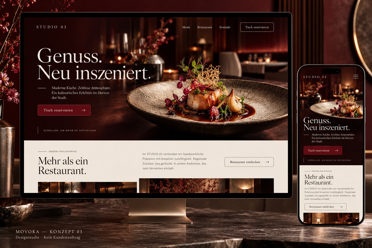 Studio 03 — Gastronomie, Designkonzept